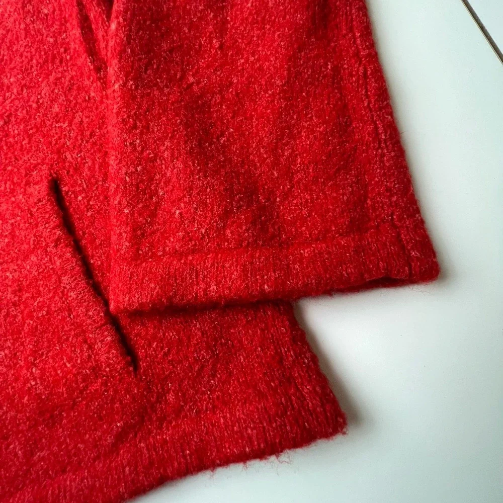 Michael Kors Mottled Red Front Kangaroo Pocket Sweater Women's Small